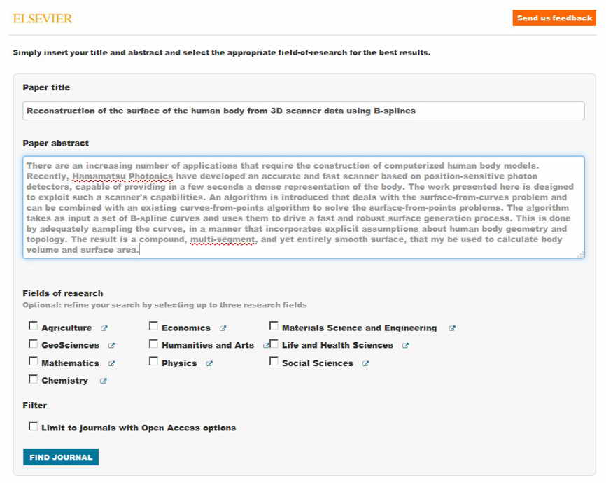 ابزار Elsevier انتخاب ژورنال Elsevier
